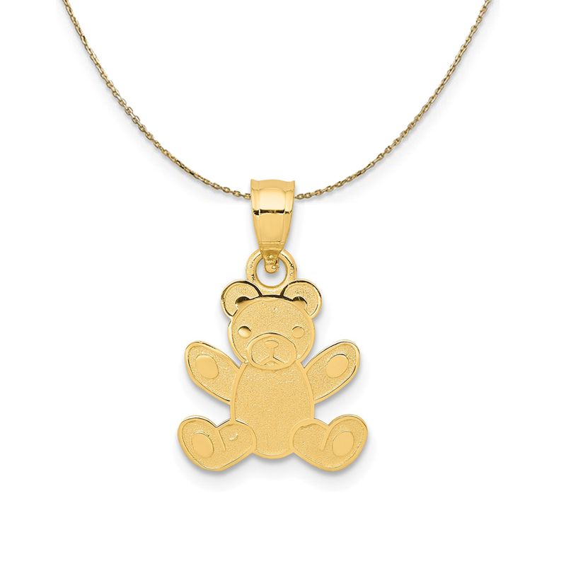 14k Yellow Gold Polished Teddy Bear (11mm) Necklace - 20 Inch